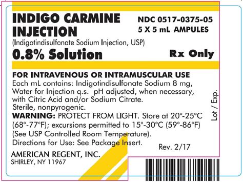 Indigo Carmine: Package Insert / Prescribing Information