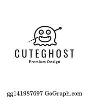 1 Cute Ghost With Needle Logo Design Clip Art | Royalty Free - GoGraph
