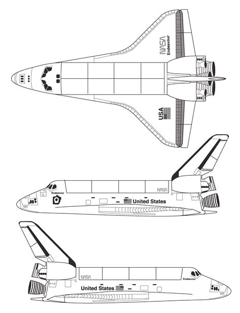 Space Shuttle Blueprint - Download free blueprint for 3D modeling | Space shuttle, Blueprints ...