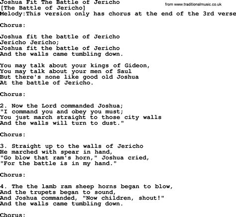 Joshua Fit The Battle Of Jericho Lyrics Choir - FitnessRetro