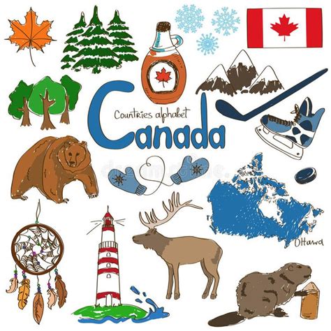 Collection d'icônes de Canada illustration libre de droits | Geography for kids, Canadian ...