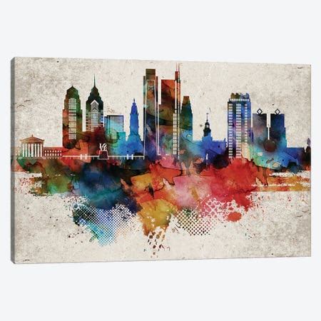 Philadelphia Skyline Canvas Artwork by WallDecorAddict | iCanvas