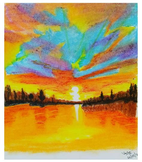 Sunset Oil Pastel Scenery | Sunset painting, Oil pastel, Oil pastel art