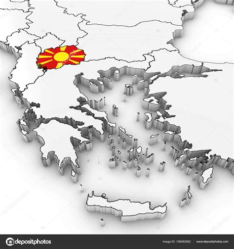 3D Map of Macedonia with Macedonian Flag on White Background 3D Illustration — Stock Photo ...