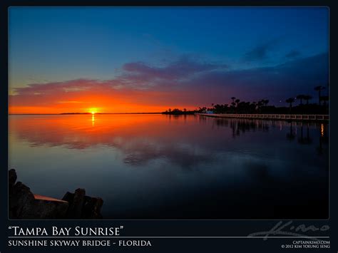 Sunrise at Tampa Bay from Sunshine Skyway Bridge Rest Area