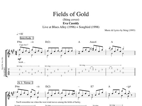 "Fields of Gold" · Eva Cassidy || Guitars: Tabs + Chords + Sheet Music ...