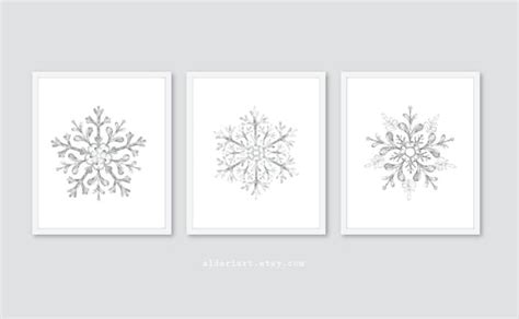 Snowflake Art Prints Watercolor Snowflake Wall Art Set of | Etsy