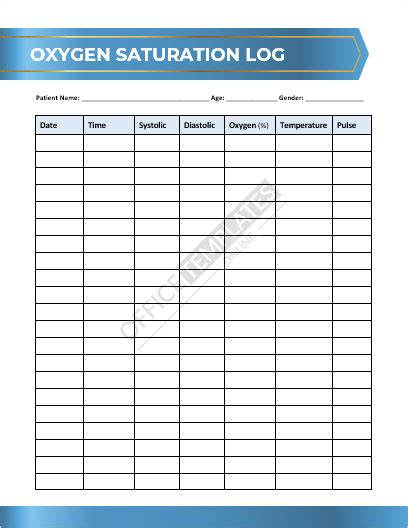 5+ Printable Free Pulse Oximeter Chart/Log Templates