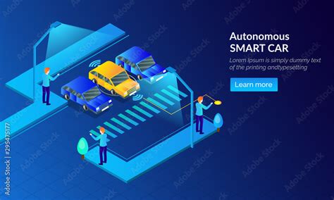 Responsive web template design, isometric smart car with sensor ...