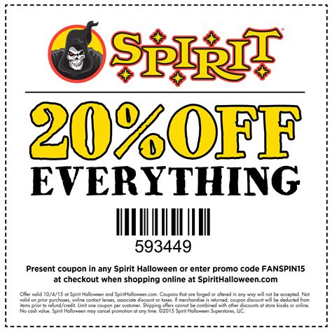 Here's a terrifyingly terrific treat for Spirit Halloween fans - valid today only in store or ...