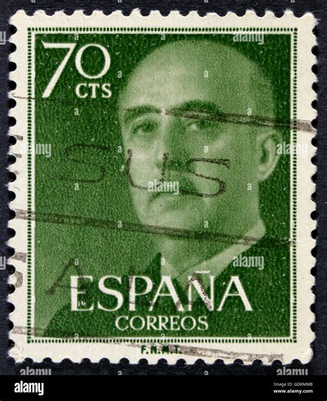 SPAIN - CIRCA 1949: Stamp printed in Spain showing a portrait of General Francisco Franco 1892 ...