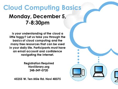 Cloud Computing Basics - Monday, December 5, 2016, 7:00 PM - Novi Public Library - LocalHop