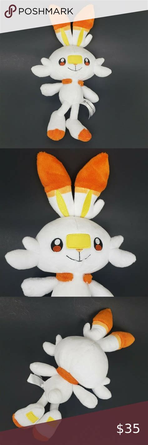 Pokemon Center Scorbunny Plush 14 Inch White Orange Yellow 2019 Orange ...