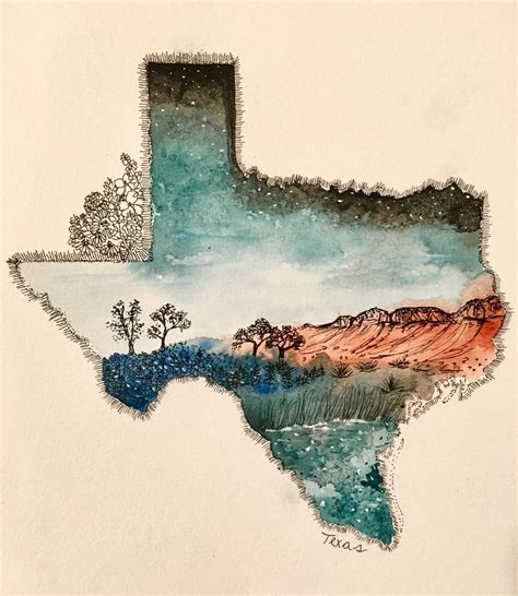 Watercolor Texas Print - Etsy