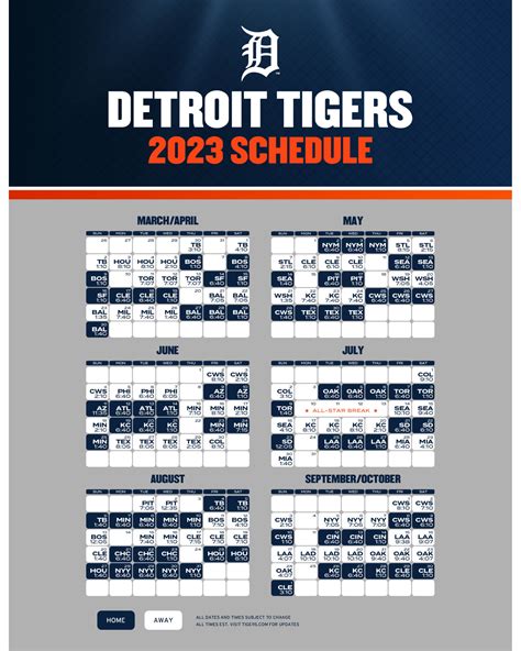 Printable Schedule | Detroit Tigers