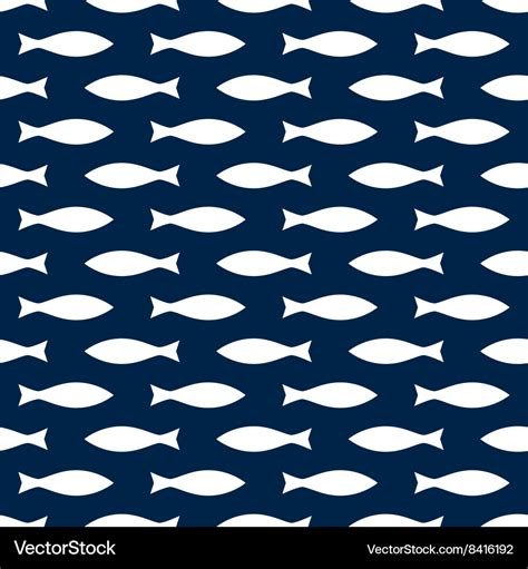 Blue and white simple fish seamless pattern Vector Image