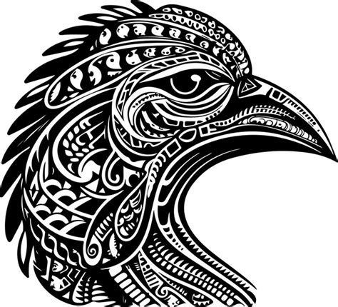 Premium Vector | Vector ornamental ancient raven crow illustration ...