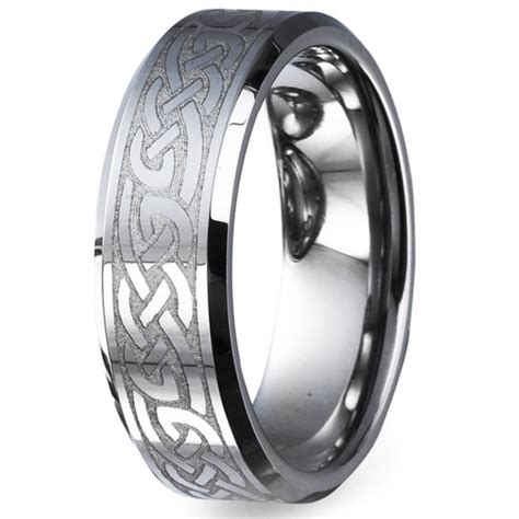 Men's Tungsten Laser Engraved Celtic Knot Pattern Custom Engraved Band ...