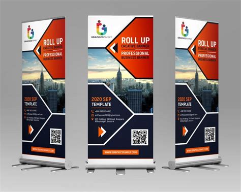 Vertical Business Promotion Roll Up Banner Design Free Template – GraphicsFamily