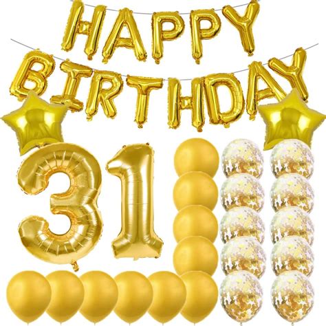 Sweet 31th Birthday Decorations Party Supplies,Gold Number 31 Balloons ...