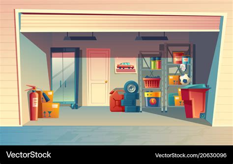 Cartoon of garage interior Royalty Free Vector Image