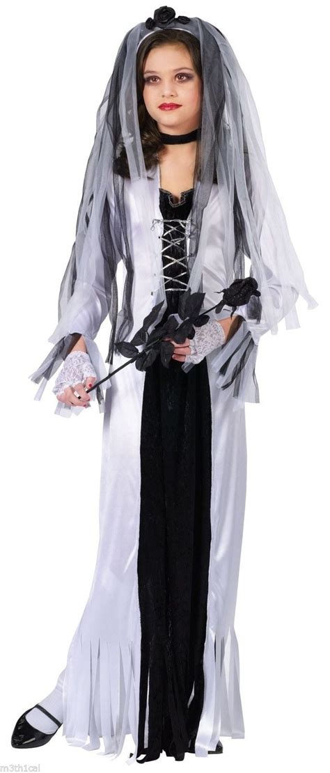 Gothic Skeleton Bride Goth Gothic Dress Child Girls Costume Veil Halloween - Walmart.com ...