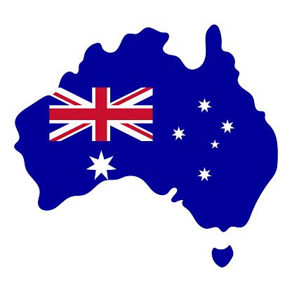 Australian Flag Map Icon Continent Of Australia Flag Map Vector Stock Illustration - Download ...