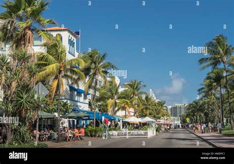 Ocean Drive in the Art Deco district. Miami Beach, Florida. USA Stock ...