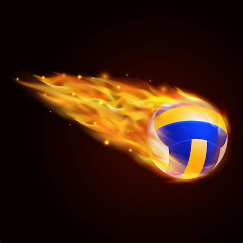 Premium Vector | Volley ball with fire effect illustration