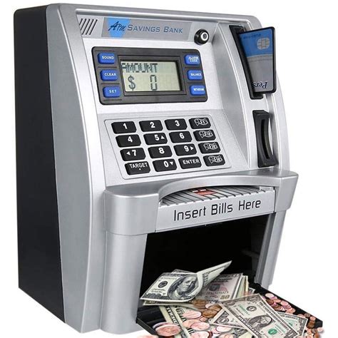 Black ATM Savings Bank, Mini Kids ATM Savings Bank for Real Money, ATM ...