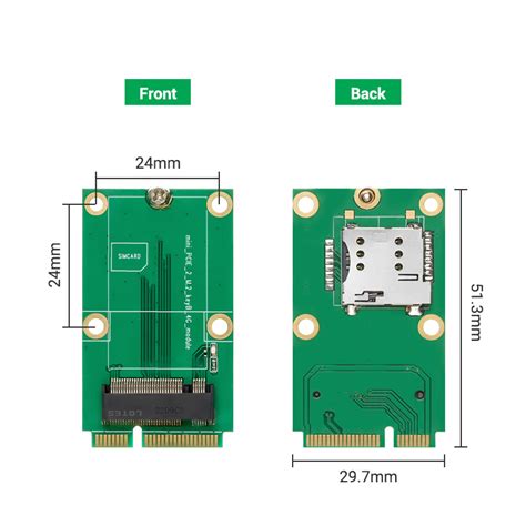 Mini Pcie to M.2 NGFF Key B 4G Adapter with SIM Card slot