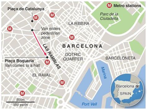 Ramblas Barcelona Spain Map