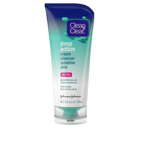 Clean & Clear Deep Action Cream Facial Cleanser, Sensitive Skin ...