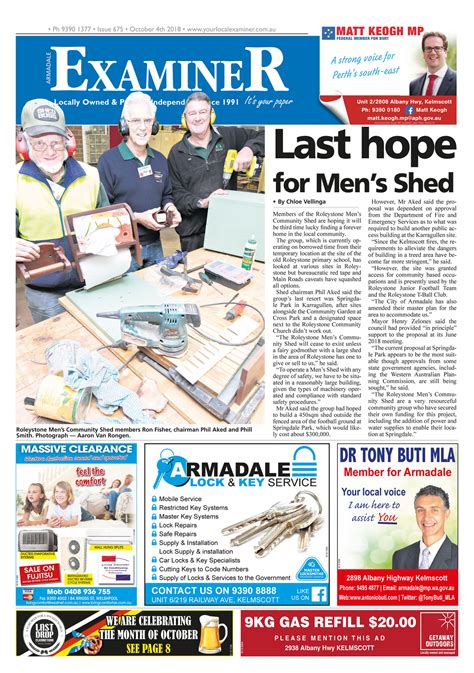 Examiner Newspapers - Armadale Examiner Newspapers 4th October 2018 - Page 1