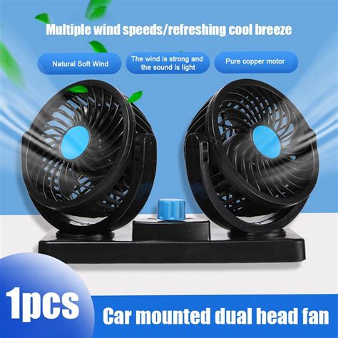 BEST_Dual Head Cars Fan Portable Vehicle Trucks 360°Rotatable Auto ...