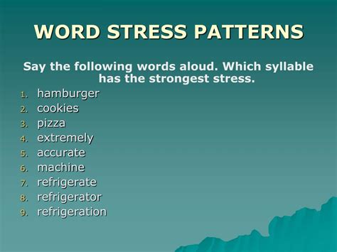 PPT - WORD STRESS PATTERNS PowerPoint Presentation, free download - ID ...