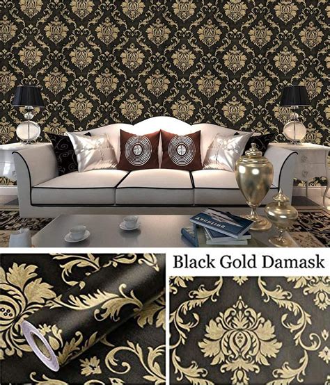 Download black and gold damask wallpaper Bhmpics