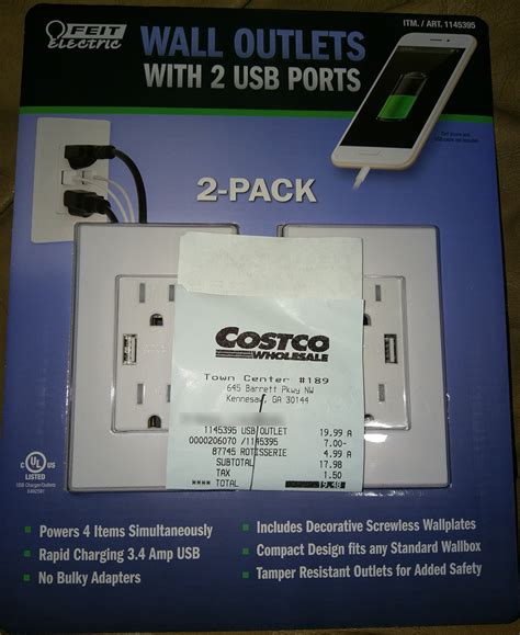 Costco Members: Feit Electric 4-pack Wall Receptacle With USB Ports (3 ...