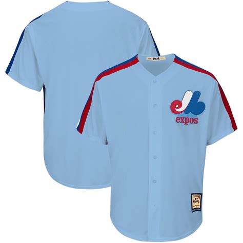 Montreal Expos Majestic Road Cooperstown Collection Team Cool Base Jersey - Light Blue