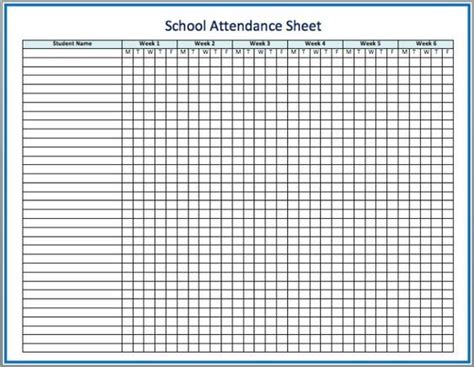 Printable Attendance Sheet Template