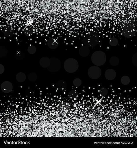 Shiny silver glitter on black background Vector Image