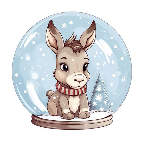 Cute Donkey In Snow Globe Cute Christmas Cartoon Illustration, Cartoon, Cartoon Design, Cartoon ...