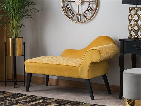 Right Hand Velvet Chaise Lounge Yellow BIARRITZ | Beliani.ch