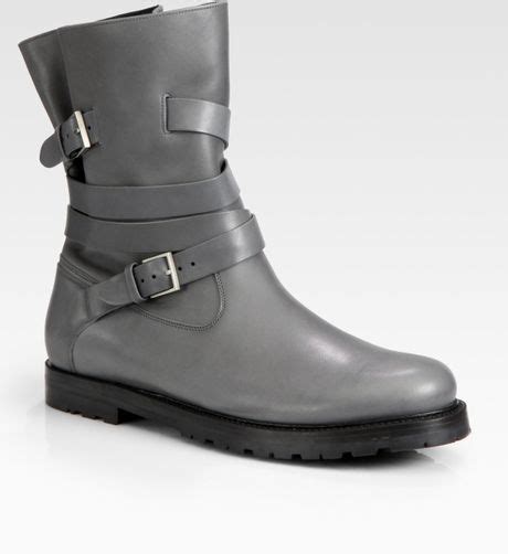 Dior Homme Leather Boots in Gray for Men (grey) | Lyst