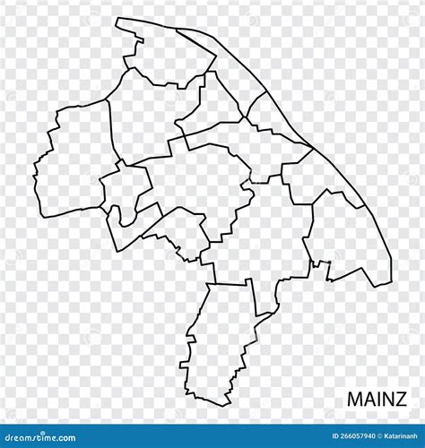 High Quality Map Of Mainz Is A City The Germany, With Borders Of The ...