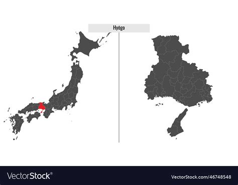 Map of hyogo prefecture of japan Royalty Free Vector Image