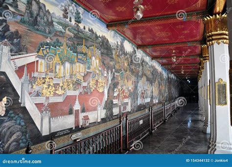 Thai Mural Paintings Inside Grand Palace, Bangkok Editorial Photography ...