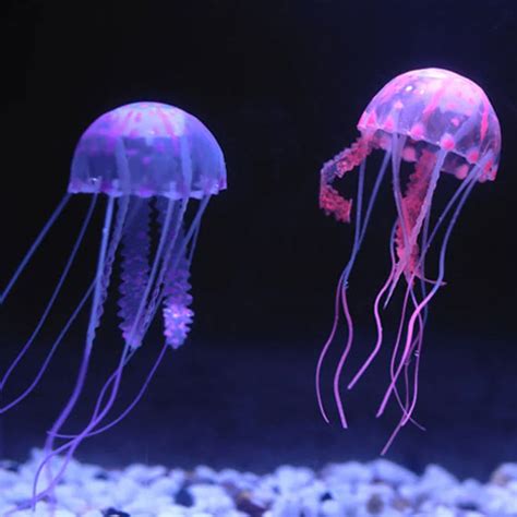 10pc Jellyfish Silicone Gel Jelly Fish Aquarium Supplies Fish Tank Decoration Blue Pink Purple ...