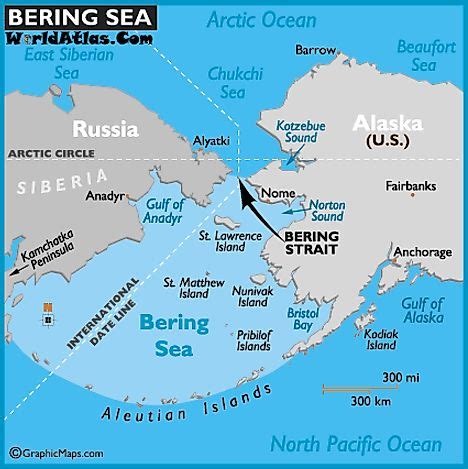 Map of Bering Sea - Bering Sea Map, World Strait Locations - World Atlas