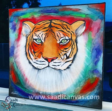 Tiger Wall Painting Original | Handmade Tiger Illustration – Saadi Canvas